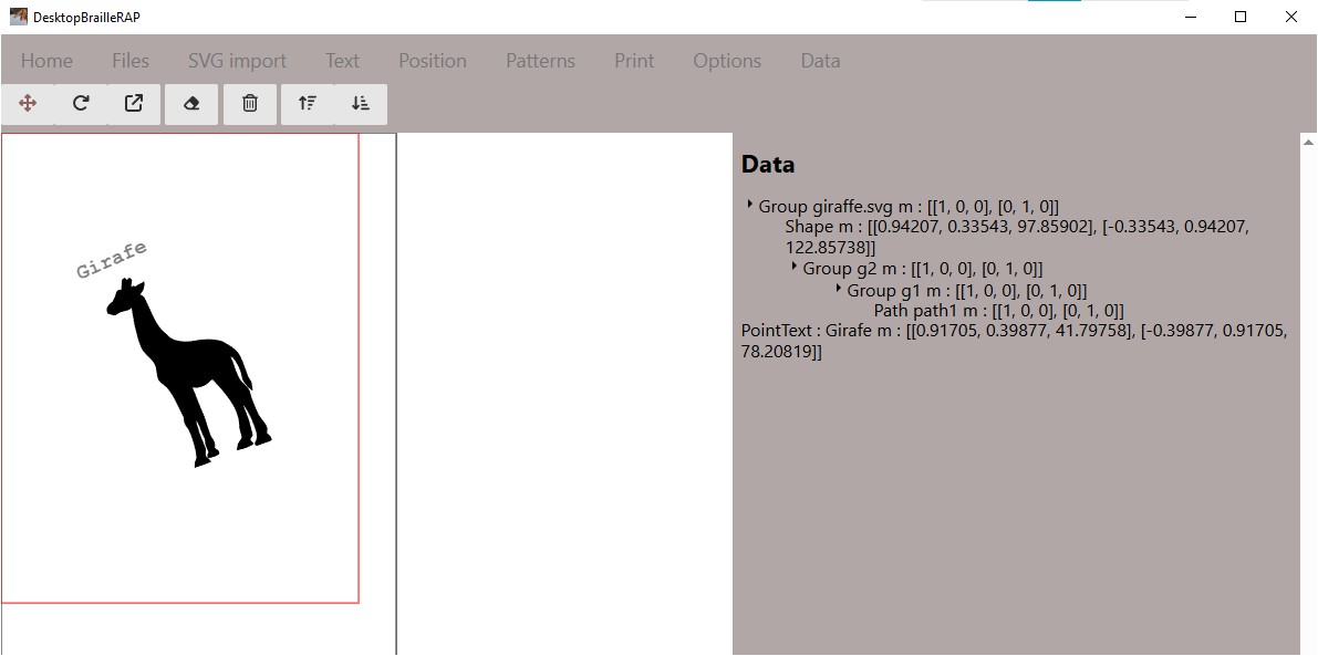 Screenshot of the data page