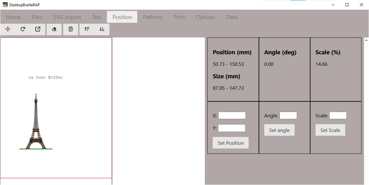 Capture d'écran de la page position